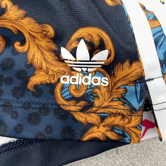 Adidas Her Studio London Floral Shorts XS Blue Multi Striped Run Workout Train - Picture 6 of 8